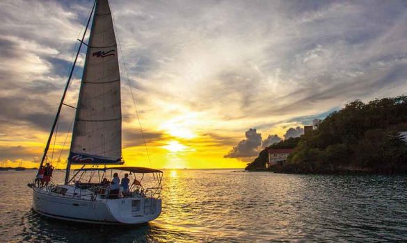 Sunset monohull sail in Grenada