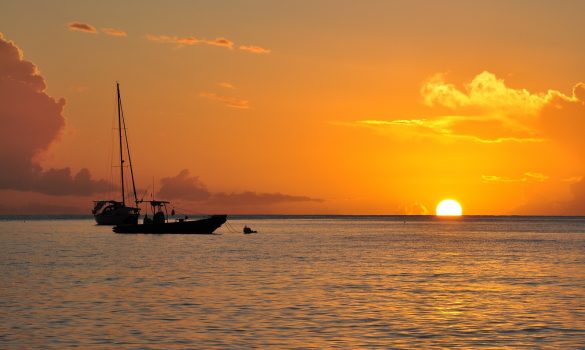 A yacht charter sunset in Guadeloupe