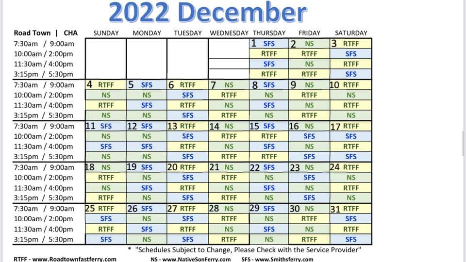 Virgin Islands Ferry Schedule