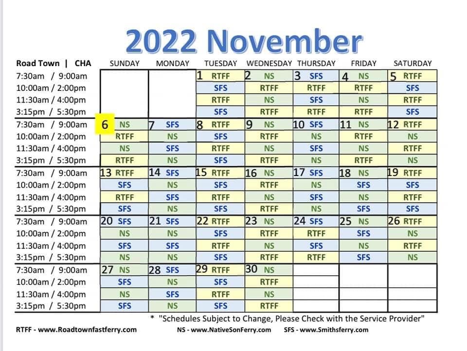 Virgin Islands Ferry Schedule