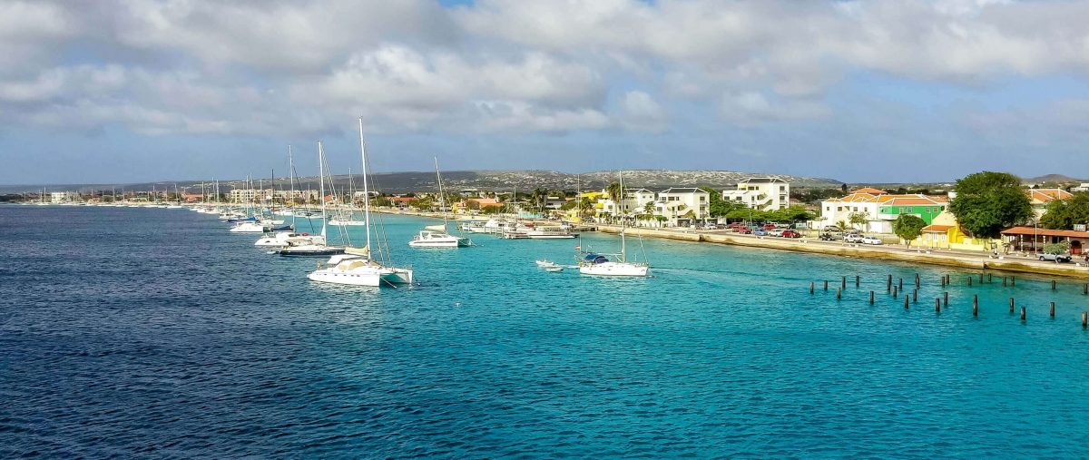 Line of Sailboats Down Coast Belize