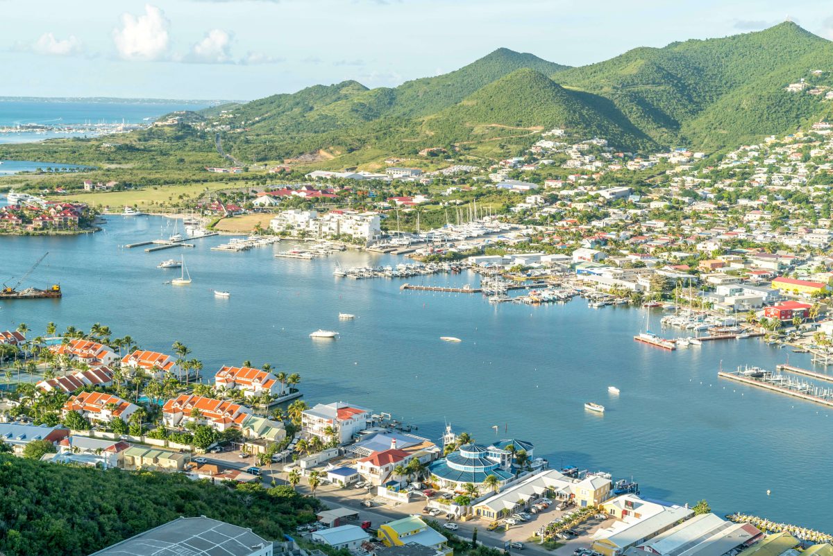 Aerial view of Simpson Bay