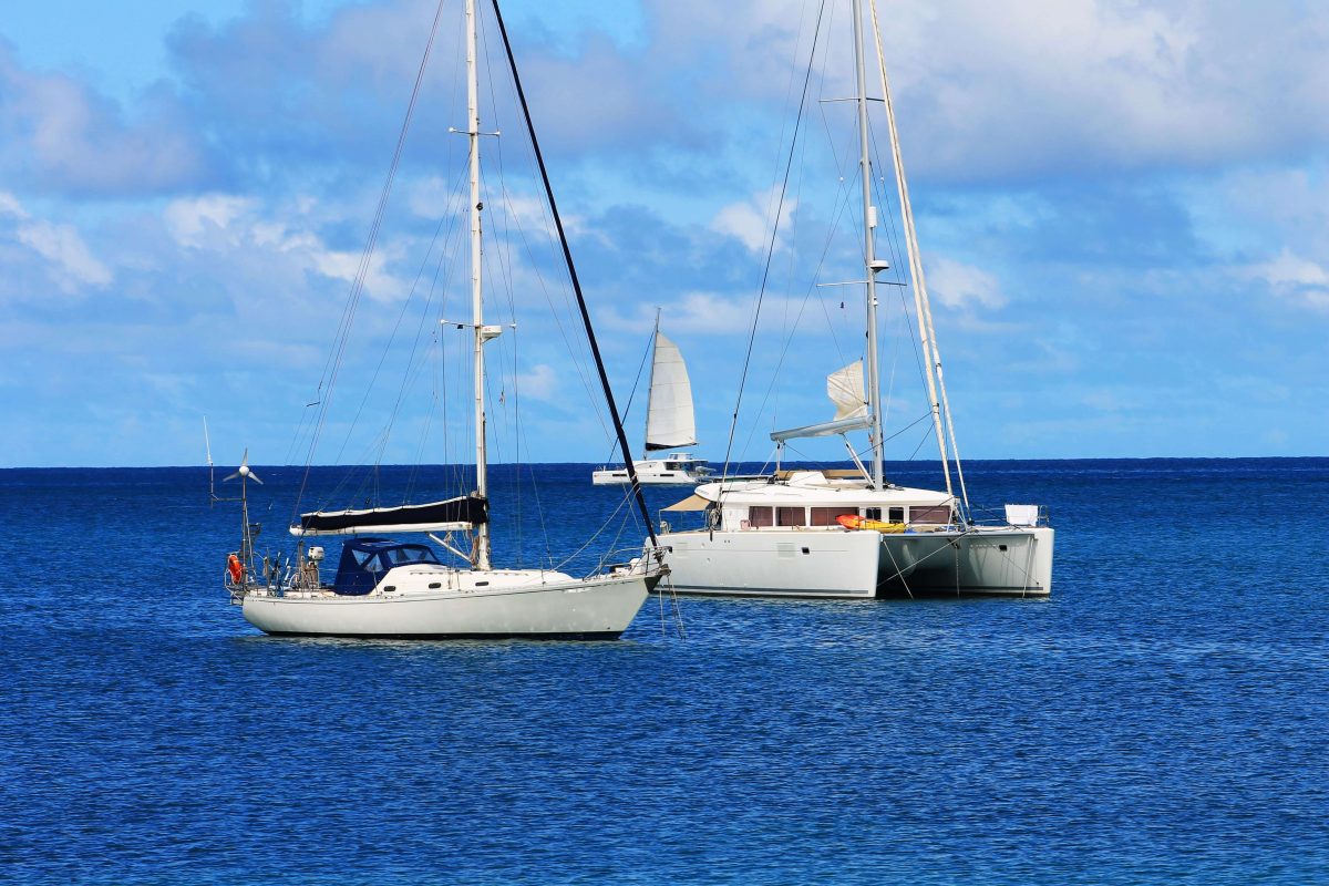Sailboats off the St. Lucia coast