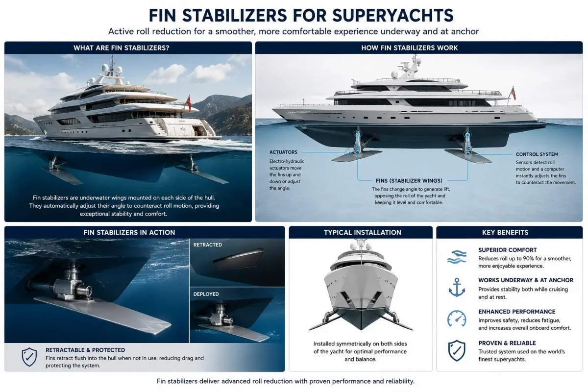 charter superyacht fin stabilizers