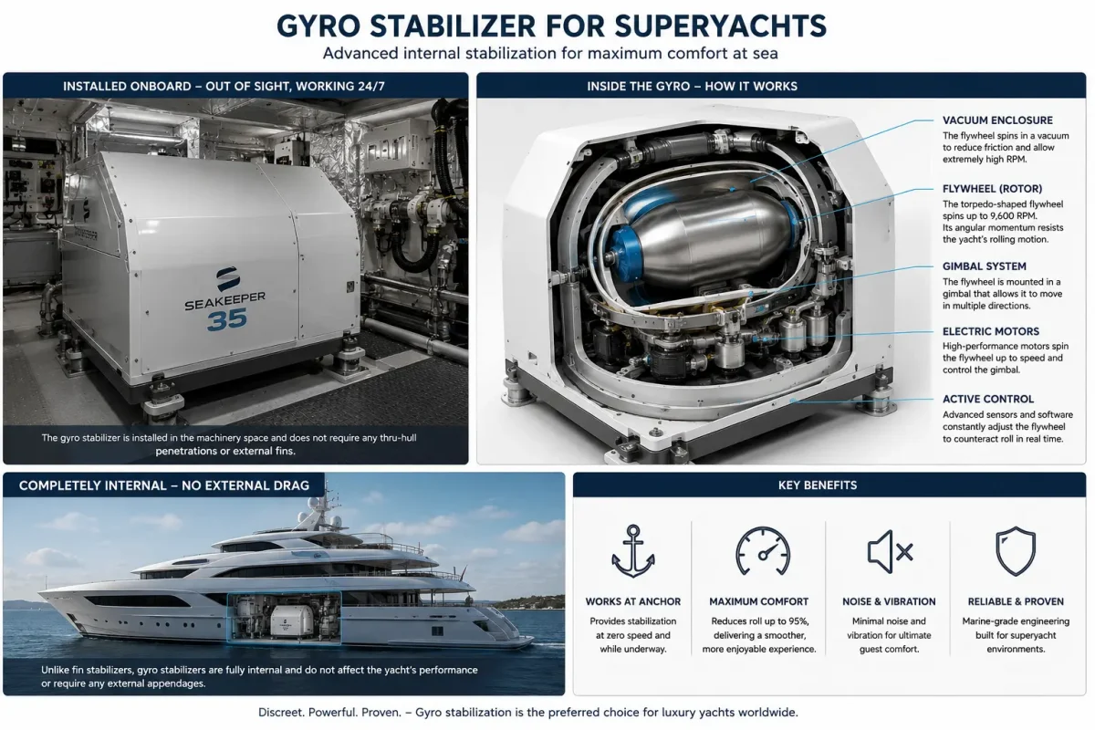 charter yacht gyro stabilizers