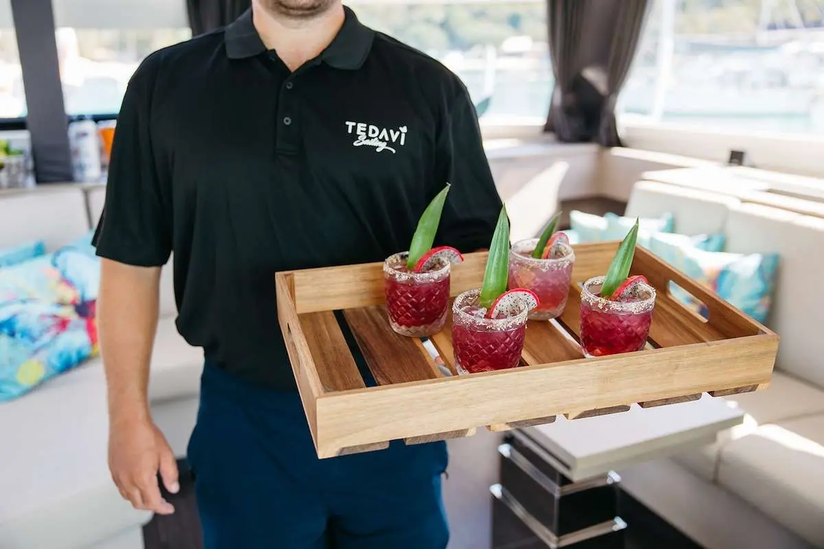 cocktails on crewed yacht charter