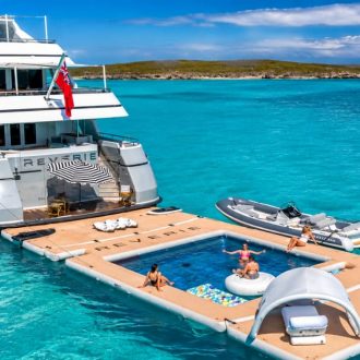 superyacht beach clubs and floats and aquabanas