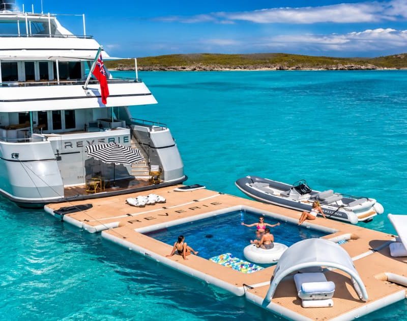 superyacht beach clubs and floats and aquabanas